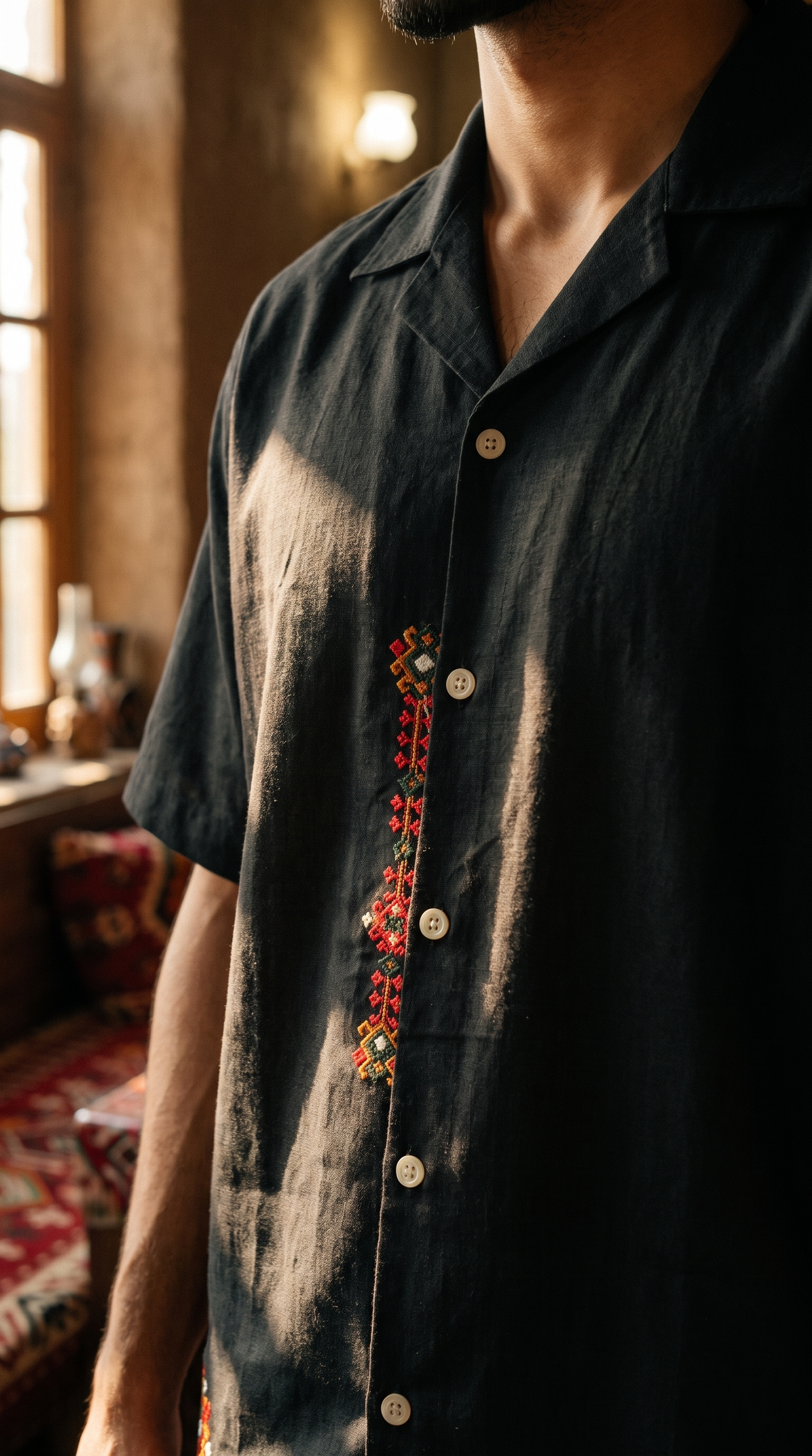 SEYĀHAG - Black Button-Down Shirt